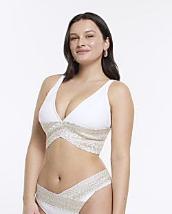 White fuller bust plunge bikini top