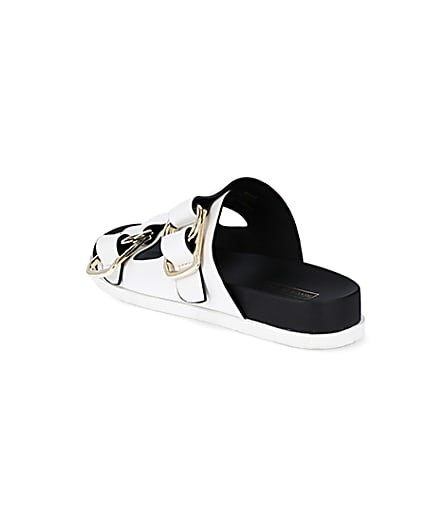 360 degree animation of product White gold buckle strap sandals frame-6