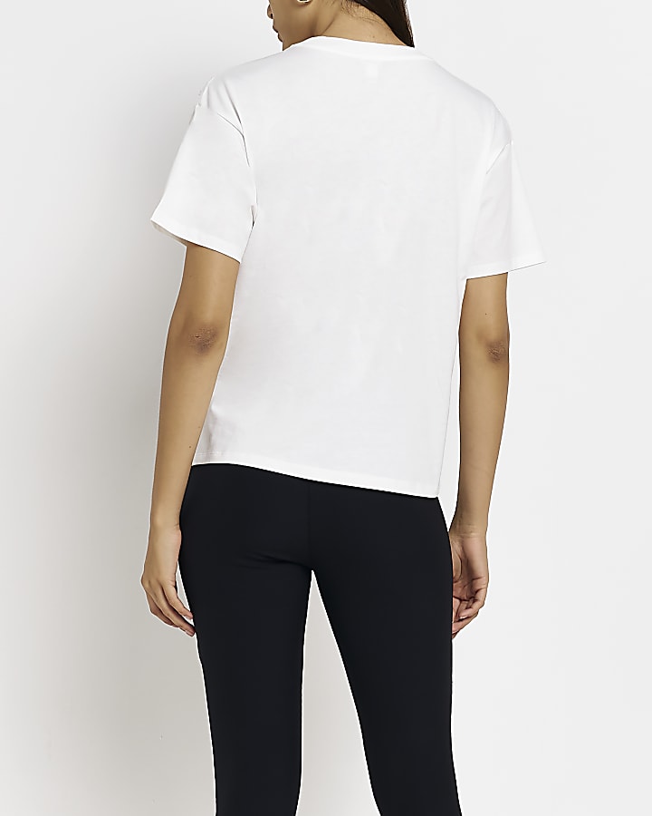 White graphic frill t-shirt