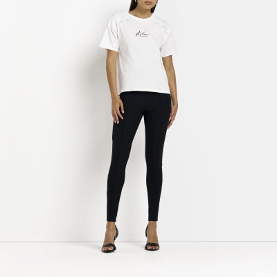 White graphic frill t-shirt | River Island