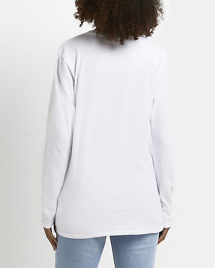 White graphic long sleeve t-shirt
