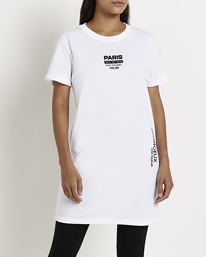White graphic longline t-shirt