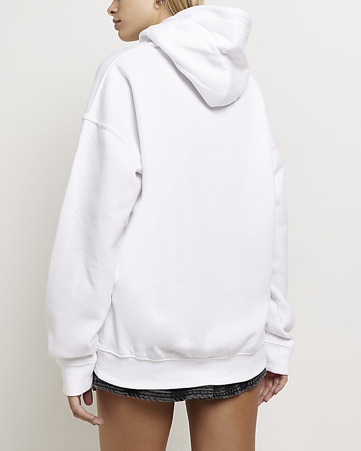 White graphic oversized hoodie