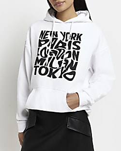 White graphic print hoodie