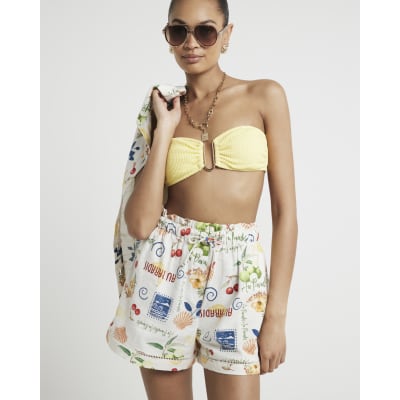 White graphic print shorts River Island