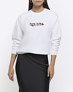 White graphic print sweatshirt
