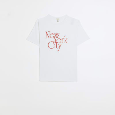 White graphic print t shirt River Island