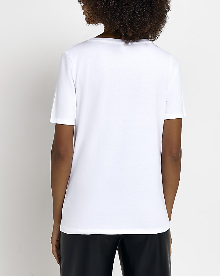 White graphic slogan t-shirt