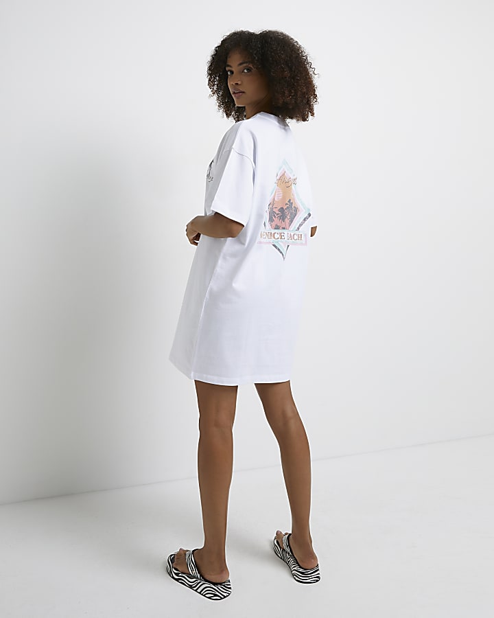 White graphic t-shirt mini dress