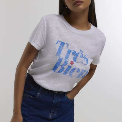 White graphic tshirt River Island