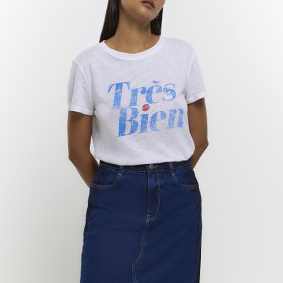 White graphic tshirt River Island