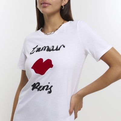 White graphic tshirt River Island