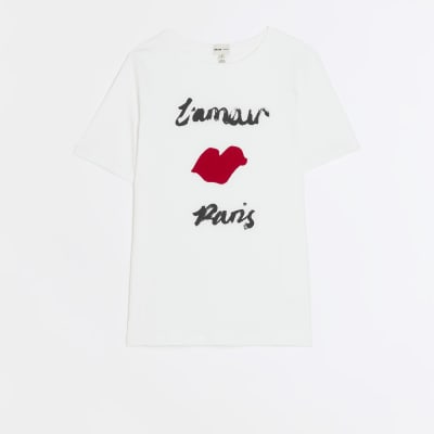 White graphic tshirt River Island