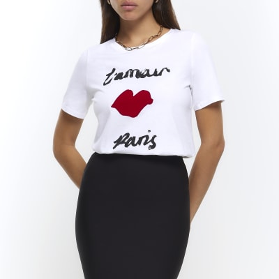 White graphic tshirt River Island