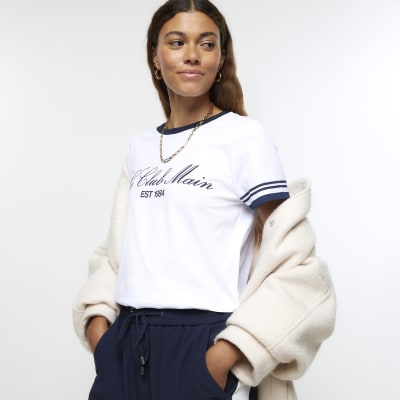 White graphic tshirt River Island