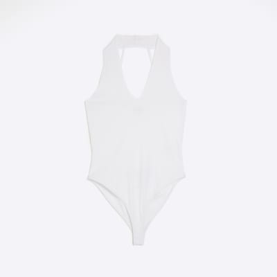 White halter neck bodysuit | River Island