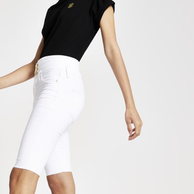 White High Rise Denim Cycling Short River Island