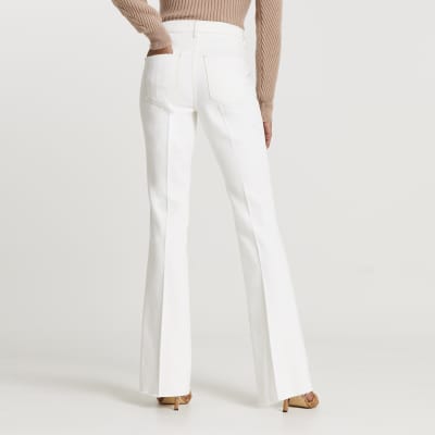 White high waisted flared jeans | River Island