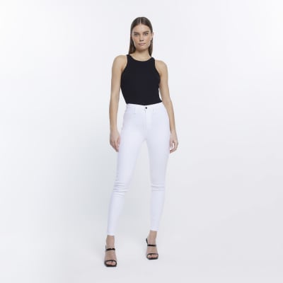 white high waist jeans