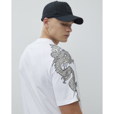 White Japanese Dragon Sleeve T-Shirt