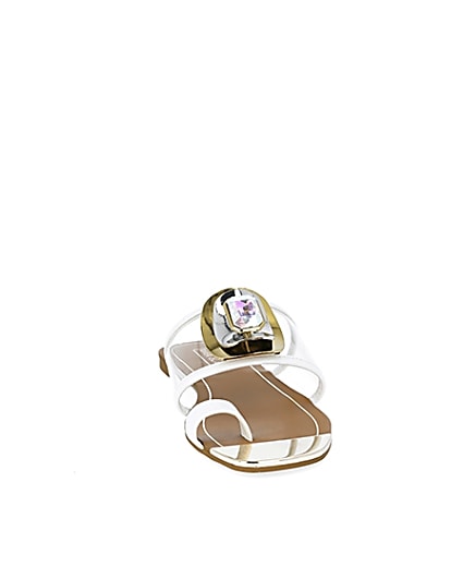 360 degree animation of product White jewel embellished toe loops sandals frame-20