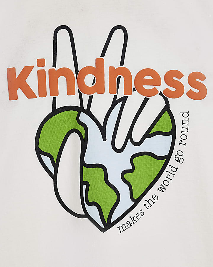 White kindness earth print t-shirt