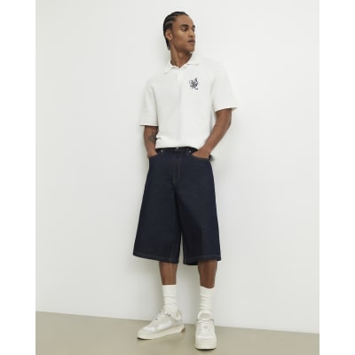 White Knitted Crest Polo Shirt