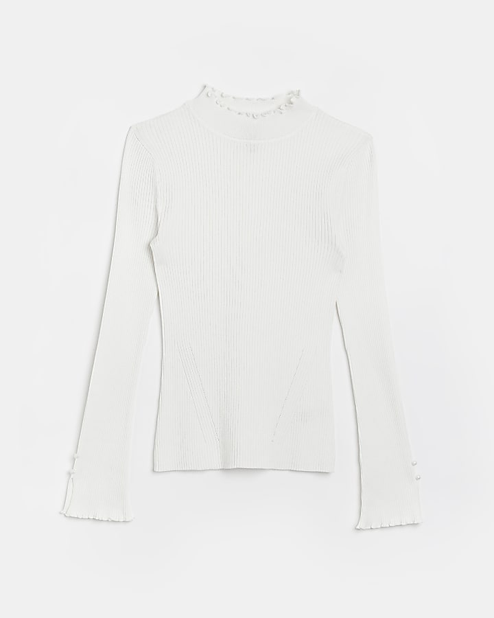 White knitted frill top