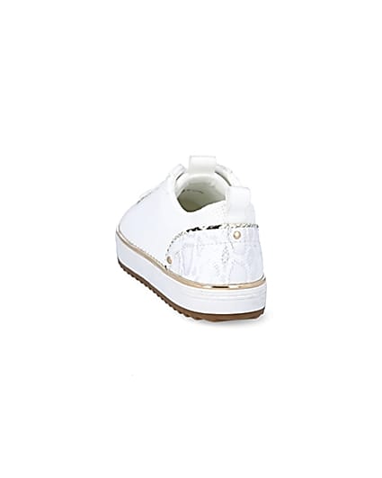 360 degree animation of product White knitted lace-up cleated trainers frame-8