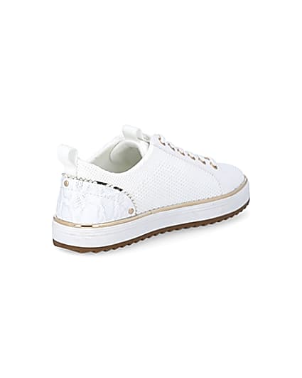 360 degree animation of product White knitted lace-up cleated trainers frame-12