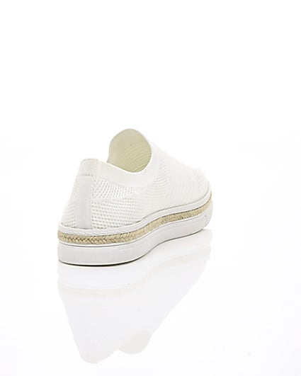 360 degree animation of product White knitted runner espadrille trainers frame-14