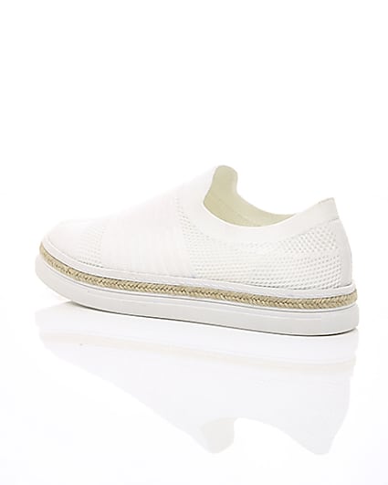 360 degree animation of product White knitted runner espadrille trainers frame-19