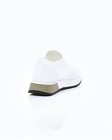 360 degree animation of product White knitted runner trainers frame-14