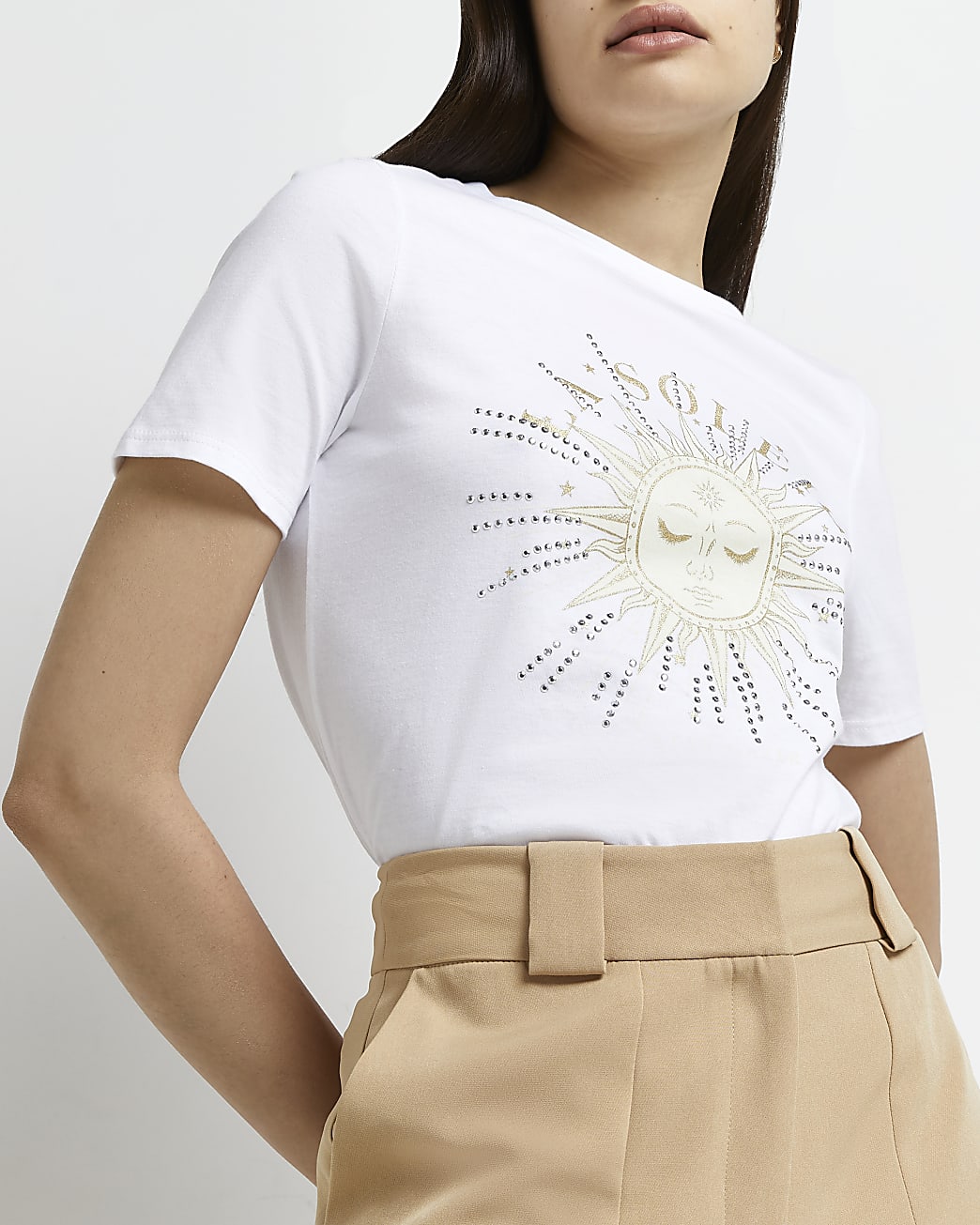 White 'LA Soleil' graphic print t-shirt