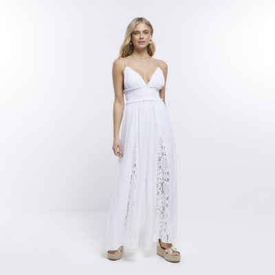 White Lace Cami maxi Jumpsuit | River Island