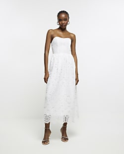 White lace corset midi dress