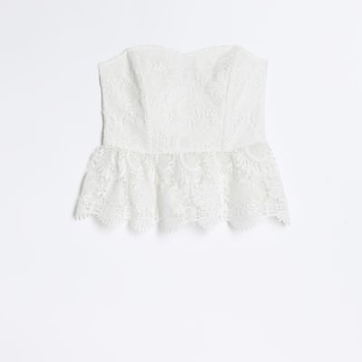 White lace corset top River Island