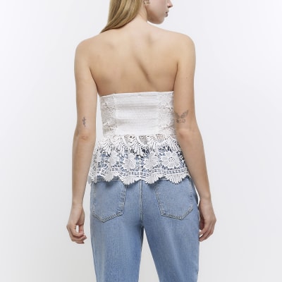 White lace corset top River Island