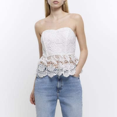 White lace corset top River Island