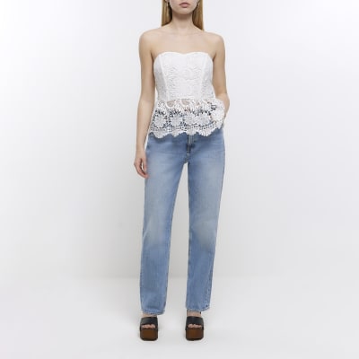 White lace corset top River Island