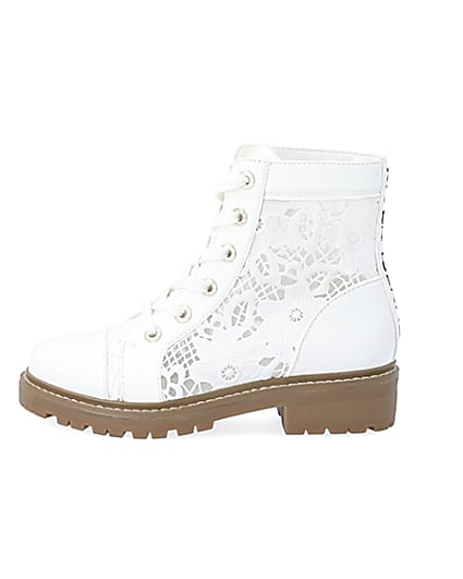 360 degree animation of product White lace detail ankle boots frame-3