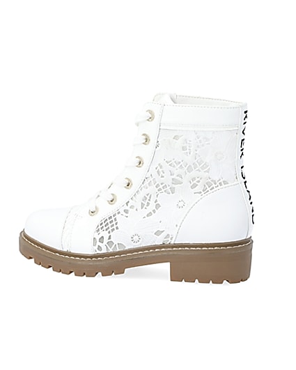 360 degree animation of product White lace detail ankle boots frame-4