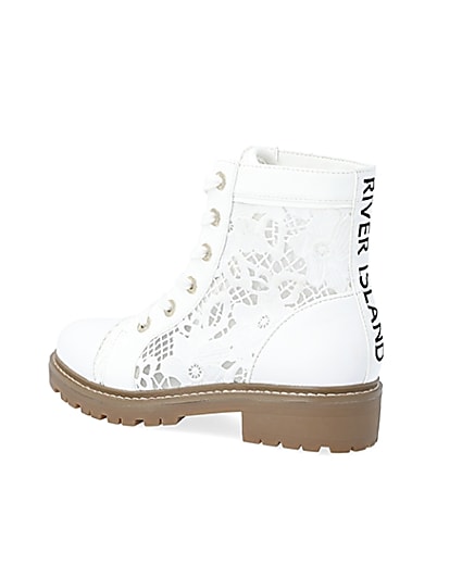 360 degree animation of product White lace detail ankle boots frame-5