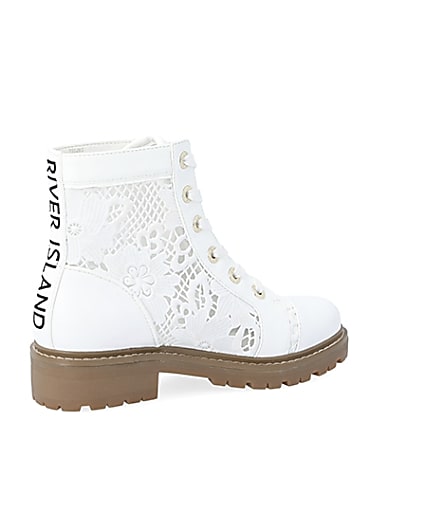 360 degree animation of product White lace detail ankle boots frame-13