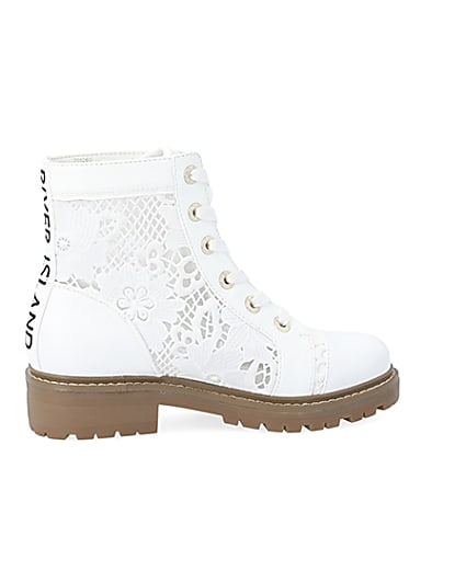 360 degree animation of product White lace detail ankle boots frame-14
