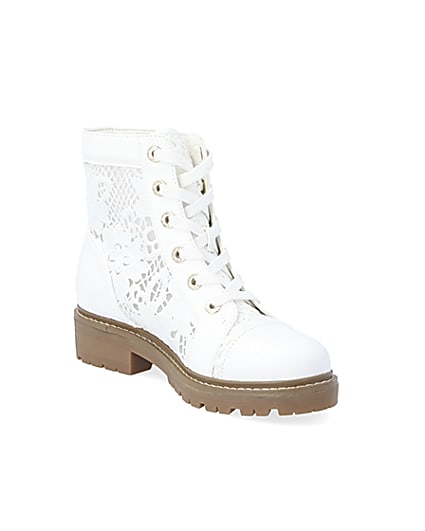 360 degree animation of product White lace detail ankle boots frame-18