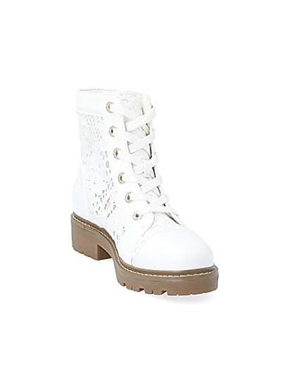 360 degree animation of product White lace detail ankle boots frame-19