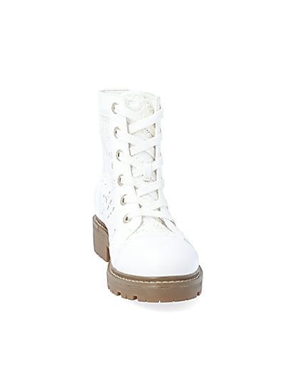 360 degree animation of product White lace detail ankle boots frame-20