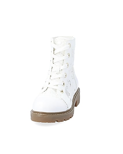 360 degree animation of product White lace detail ankle boots frame-22