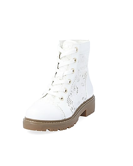 360 degree animation of product White lace detail ankle boots frame-23